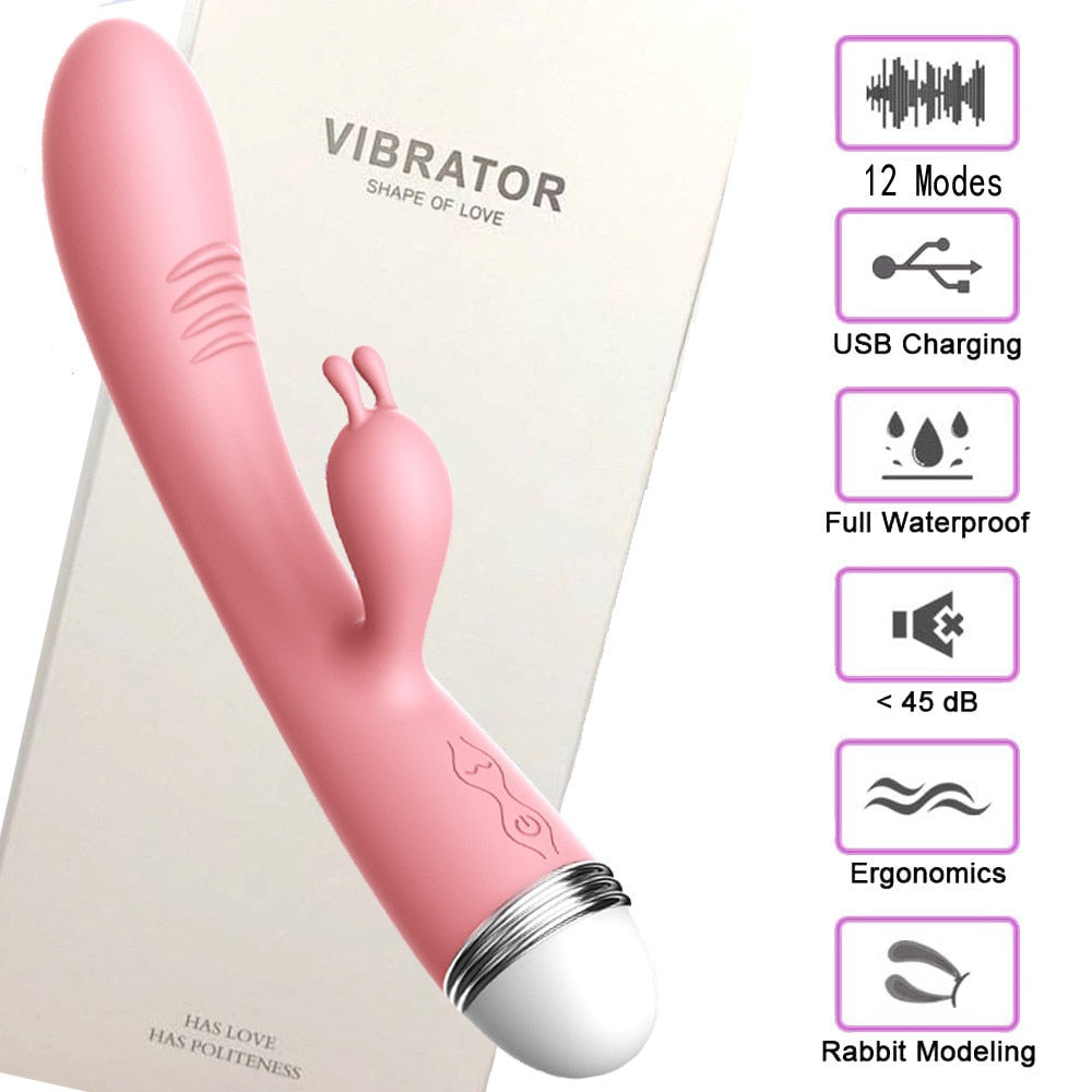 RABBIT DILDO VIBRATOR SEX TOYS FOR WOMEN ADULTS 12 SPEEDS G SPOT VIBRATION SEX MACHINE VAGINA CLITORAL MASSAGER INTIMATE GOODS