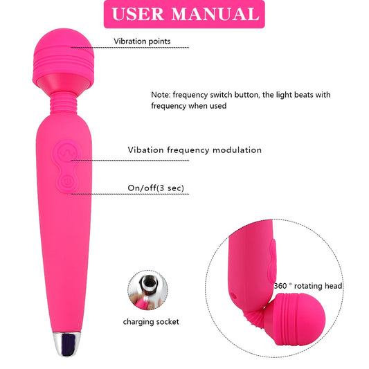 Powerful Oral Clit AV Vibrators Magic Wand Clitoris Sex Toy for Women USB Rechargeable Vibrator Body Massager Adult Products