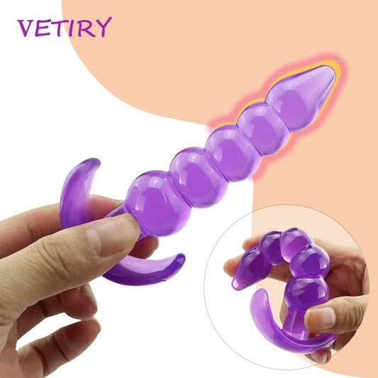 VETIRY Anal Beads Jelly Anal Plug Butt Plug G-spot Prostate Massager Silicone Adult Sex Toys For Woman Men Gay Erotic Products