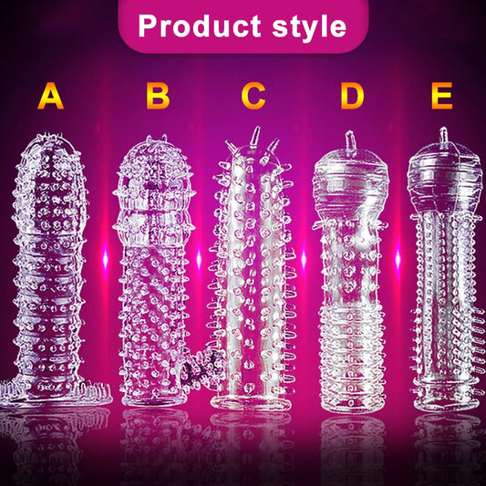 5 Pcs Penis Extender Men's Mustache Condoms Crystal Penis Condoms Finger Cock Ring Adult Sex Toy For Sex Male Longer Lasting