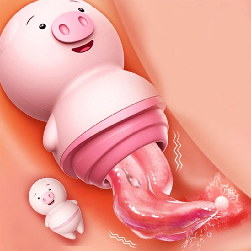 Oumei Cute Tongue Licking Pig Female Vibrator Clitoris Vagina Massager Oral Sex Female Adult Sex Toy Mini Masturbation Vibrator