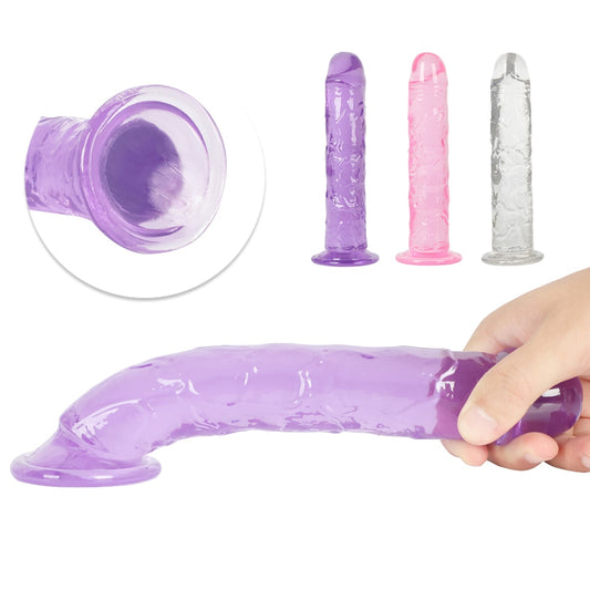 LINWO Women Erotic Soft Jelly Dildo Anal Butt Plug Realistic Penis Strong Suction Cup Dick Toy for Adult G-spot Orgasm Sex Toys