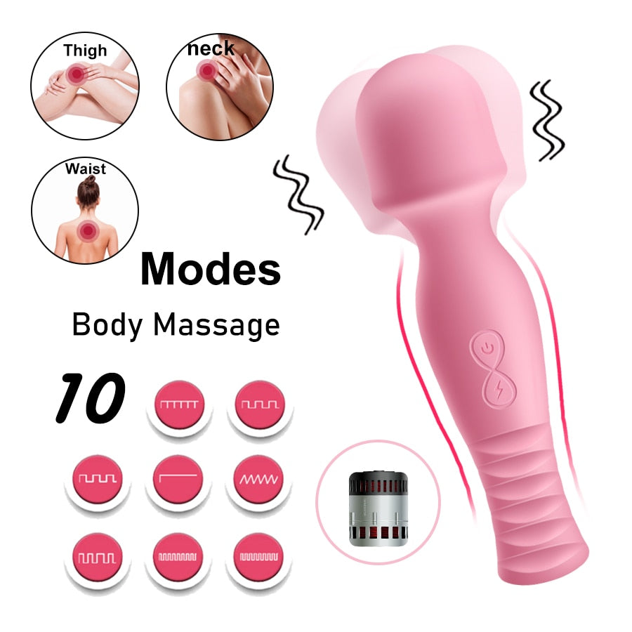 FLXUR 10 Modes AV Vibrator Magic Wand for Women Clitoris Stimulator Stick G Spot Massager Female Masturbator Sex Toys for Woman